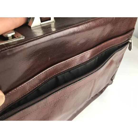 Wilsons Leather Unisex Brown Pelle‎ Studio Inner Pockets Divider Briefcase Bag - Picture 12 of 13